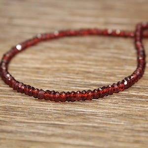 Red Garnet Necklace, Garnet Jewelry, Sterling Silver or Gold Filled, Minimalist, Beaded, Layering Necklace, Valentine's Day, Love