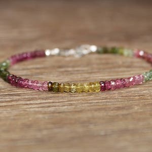 Watermelon Tourmaline Bracelet, Watermelon Tourmaline Jewelry, Ombre, Gemstone Jewelry, October Birthstone, Pink, Green, Ombre