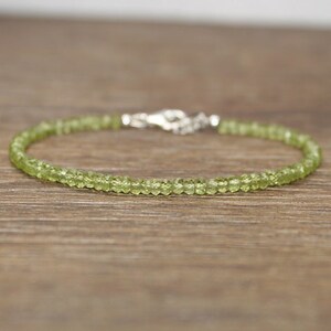 Peridot Bracelet, Peridot Jewelry, August Birthstone, Minimalist, Gemstone Jewelry