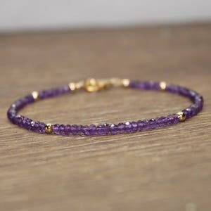 Amethyst Bracelet, Amethyst Jewelry, February Birthstone, Gold Filled, Sterling Silver or Rose Gold Beads