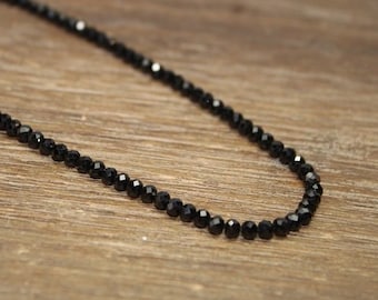 Black Spinel Necklace, Black Spinel Jewelry, Sterling Silver, Layering, Beaded, Layering Necklace, 4mm, Womens, Mens, UNISEX