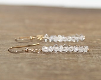 Genuine Herkimer Diamond Earrings, Gold Filled or Sterling Silver Herkimer Diamond Jewelry, April Birthstone