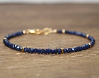 Lapis Bracelet, Lazuli Lapis Jewelry, Minimalist, Layering Bracelet, Gemstone Jewelry, Silver, Gold or Rose Gold