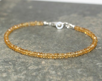 Citrine Bracelet, Citrine Jewelry, November Birthstone, Beaded, Stacking Bracelet, Gemstone Jewelry
