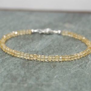 Citrine Bracelet, Yellow Citrine Jewelry, November Birthstone, Beaded, Layering Bracelet, Gemstone Jewelry
