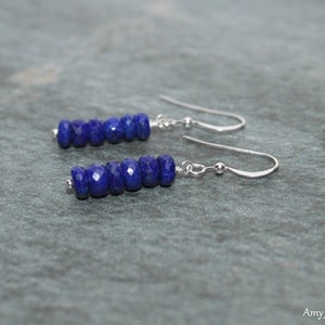 Lapis Earrings, Lapis Jewelry, Lazuli, Wire Wrapped, Sterling Silver, Everyday Earrings, Gemstone Earrings