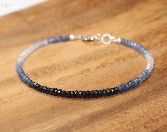 Blue Sapphire Ombre Bracelet, Sapphire Jewelry, September Birthstone, Something Blue, Gemstone Bracelet