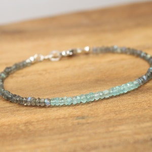 Apatite and Labradorite Bracelet, Labradorite Jewelry, Layering Bracelet, Blue Flash, Gemstone Bracelet
