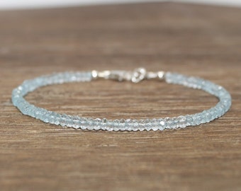 Aquamarine Bracelet, Aquamarine Jewelry, Something Blue, March Birthstone, Gemstone Bracelet