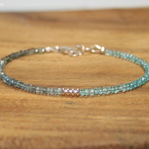 Moss Aquamarine & Apatite Bracelet, Moss Aquamarine Jewelry, March Birthstone, Ombre, Layering Gemstone Jewelry
