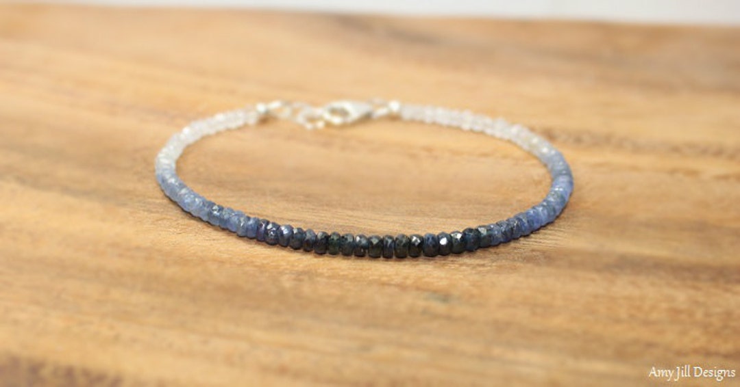 Blue Sapphire Ombre Bracelet, Moonstone, Sapphire Jewelry, September ...