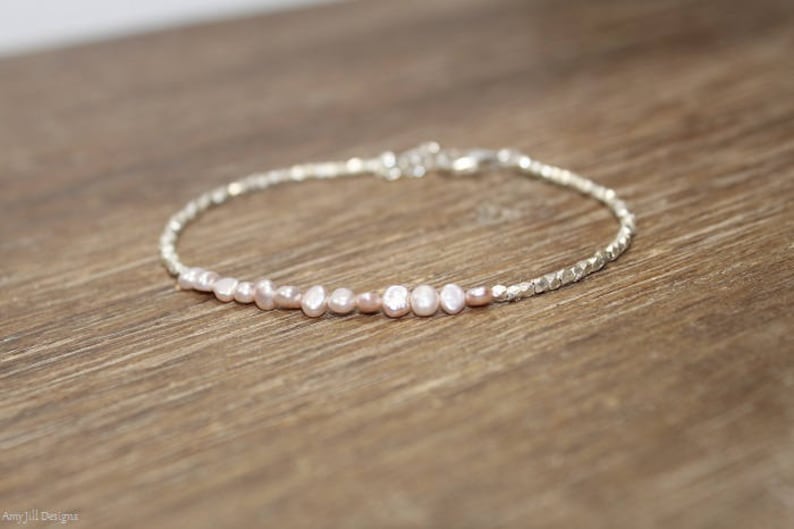 Pink Freshwater Pearl Bracelet Hill Tribe Silver Beads Fine - Etsy