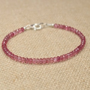 Pink Tourmaline Bracelet, Pink Tourmaline Jewelry, October Birthstone, Gemstone Jewelry