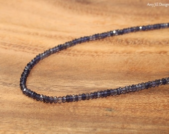 Collana in iolite, gioielli in iolite, argento sterling, sfumato, perline, gioielli con pietre preziose