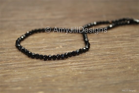 Black Spinel Necklace, Black Spinel Jewelry, Sterling Silver