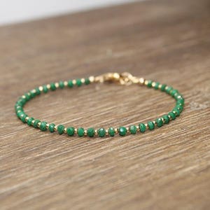 Emerald Bracelet, Emerald Jewelry, May Birthstone, Stacking, Gemstone Jewelry, Gold or Sterling Silver Beads image 4