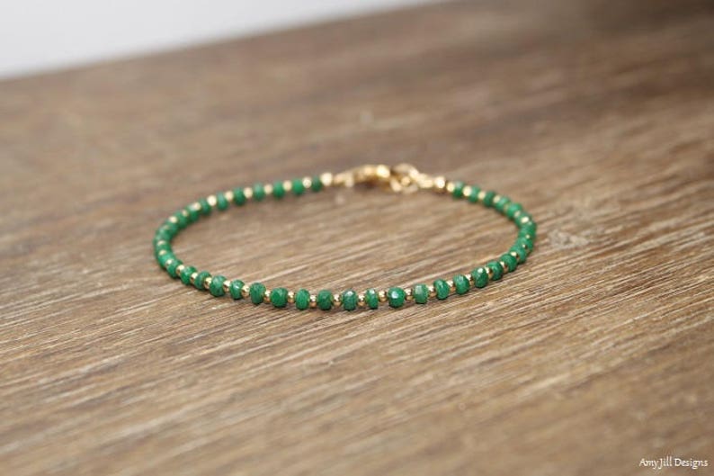 Emerald Bracelet, Emerald Jewelry, May Birthstone, Stacking, Gemstone Jewelry, Gold or Sterling Silver Beads image 4