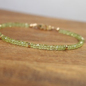 Peridot Bracelet, Gold Filled or Sterling Silver Beads, Peridot Jewelry, August Birthstone, Minimalist, Gemstone Jewelry image 2