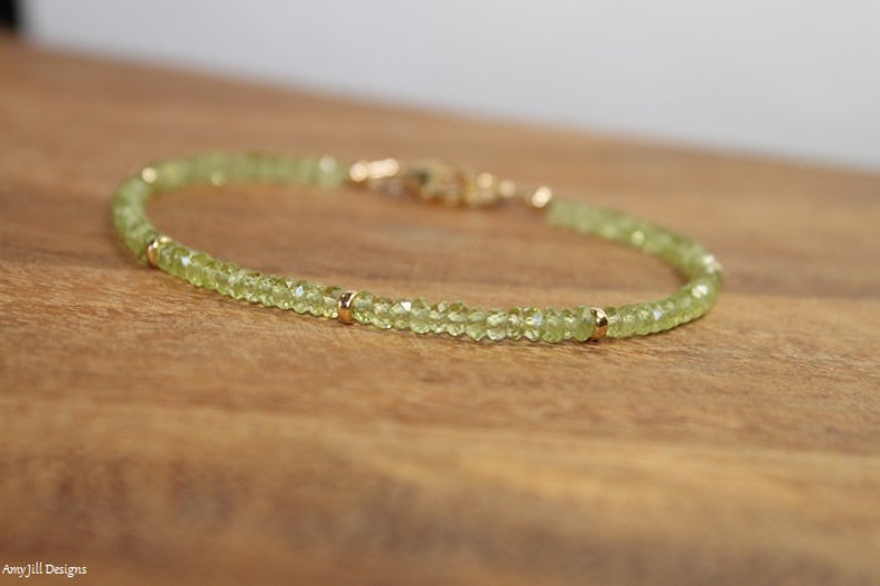 Peridot Bracelet, Gold Filled or Sterling Silver Beads, Peridot Jewelry, August Birthstone, Minimalist, Gemstone Jewelry image 2