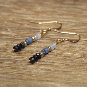 Ombre Blau Saphir Ohrringe, Sterling Silber oder Gold Filled, Saphir Schmuck, September Birthstone Bild 5