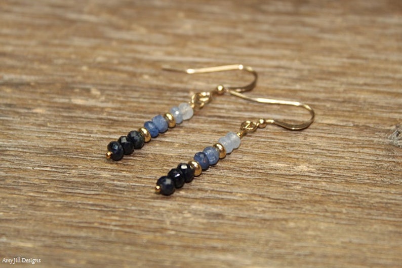 Ombre Blau Saphir Ohrringe, Sterling Silber oder Gold Filled, Saphir Schmuck, September Birthstone Bild 5