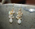Genuine Fire Ethiopian Opal Earrings, Ethiopian Opal Jewelry, Welo Opal, Dangle Cluster Earrings, October Birthstone, Gold or Silver