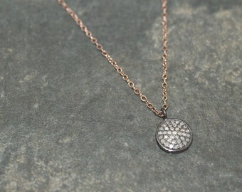 Details about / Genuine Pave Diamond Disc Pendant Gold Plated 925 Silver 18/" Link Chain Jewelry
