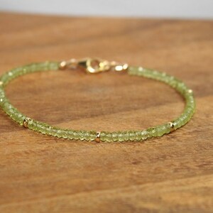 Peridot Bracelet, Gold Filled or Sterling Silver Beads, Peridot Jewelry, August Birthstone, Minimalist, Gemstone Jewelry image 4