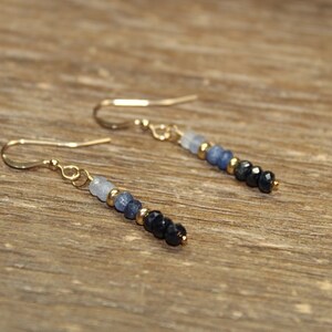 Ombre Blau Saphir Ohrringe, Sterling Silber oder Gold Filled, Saphir Schmuck, September Birthstone Bild 3