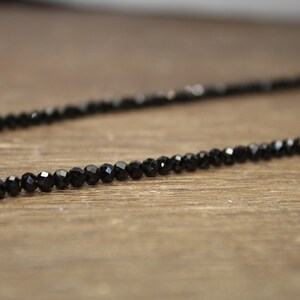 Black Spinel Necklace, Black Spinel Jewelry, Sterling Silver, Layering, Beaded, Layering Necklace, 4mm, Womens, Mens, UNISEX image 3