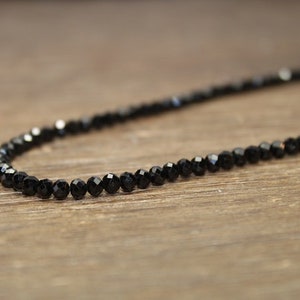 Black Spinel Necklace, Black Spinel Jewelry, Sterling Silver, Layering, Beaded, Layering Necklace, 4mm, Womens, Mens, UNISEX image 5