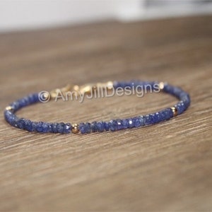 Blue Sapphire Bracelet, Sapphire Jewelry, September Birthstone, Something Blue, Gemstone Bracelet, Gold Filled or Sterling Silver Beads