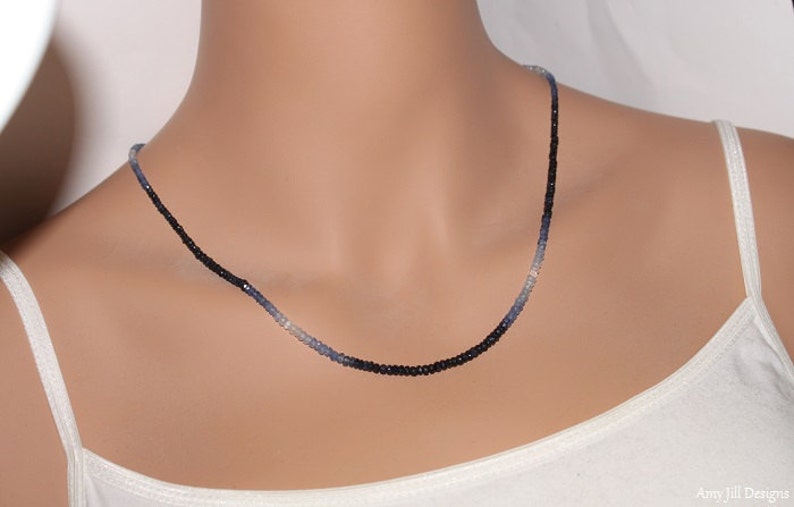 Blue Sapphire Ombre Necklace September Birthstone Sapphire Jewelry Gemstone Necklace Something Blue Shaded