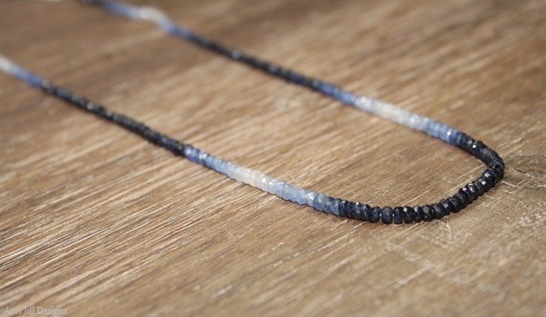 Blue Sapphire Ombre Necklace September Birthstone Sapphire Jewelry Gemstone Necklace Something Blue Shaded