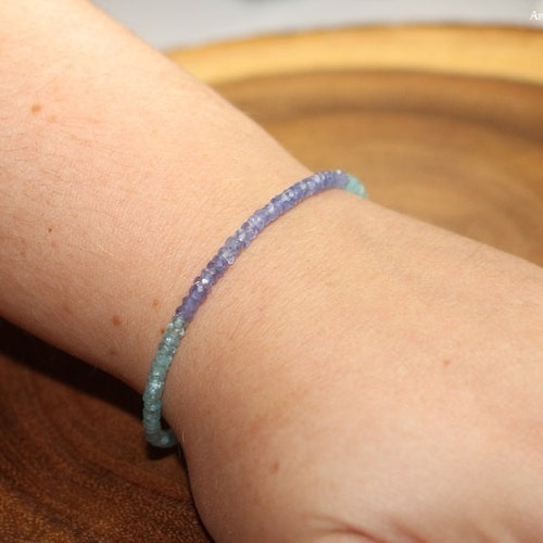 Tanzanite and Apatite Bracelet, deals Tanzanite Jewelry, Layering, Gemstone Bracelet