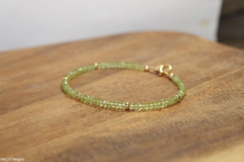 Peridot Bracelet, Gold Filled or Sterling Silver Beads, Peridot Jewelry, August Birthstone, Minimalist, Gemstone Jewelry image 5