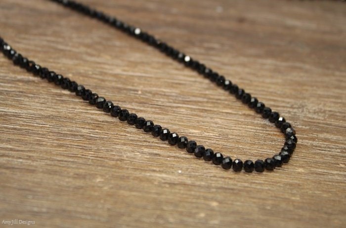 Black Spinel Beaded Necklace  Sterling Silver – Burton's Gems and