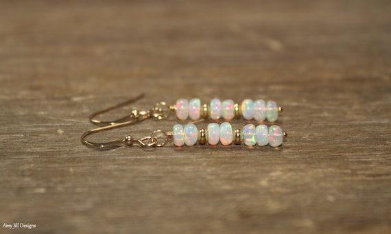 Ethiopian Opal Earrings, Ethiopian Opal Jewelry, Welo Opal, Dangle Earrings, October Birthstone, Silver or Gold