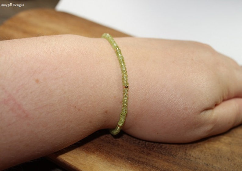 Peridot Bracelet, Gold Filled or Sterling Silver Beads, Peridot Jewelry, August Birthstone, Minimalist, Gemstone Jewelry image 6