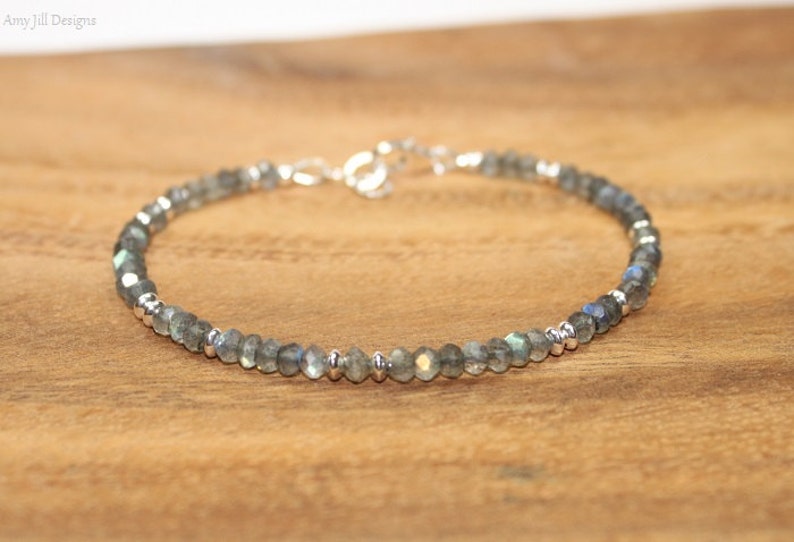 Labradorite Bracelet Labradorite Jewelry Brass Blue Flash Etsy Canada