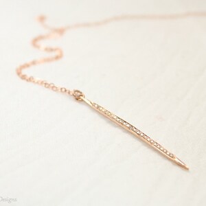 Pave Diamond Spike Necklace, Rose Gold Filled, Genuine Diamonds, Diamond Dagger, Spike Pendant