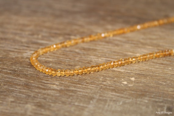 Citrine Necklace, Citrine Jewelry, November Birthstone, Beaded, Stacking Necklace, Gemstone Jewelry