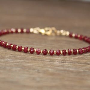 Ruby Bracelet, Gold Filled, Rose Gold or Sterling Silver Beads, Ruby Jewelry, July Birthstone, Stacking, Gemstone Jewelry, Valentine's Day image 2