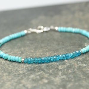 Sleeping Beauty Turquoise & Neon Apatite Bracelet Hill Tribe - Etsy