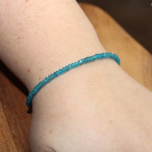 Neon Apatite Bracelet, Sterling Silver, Apatite Jewelry, Minimalist, Layering Bracelet, Gemstone Jewelry image 5