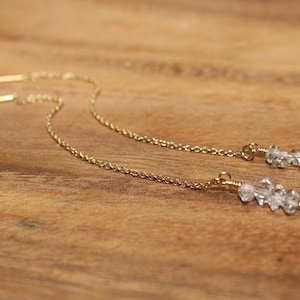 Herkimer Diamond Earrings, Herkimer Diamond Jewelry, Ear Thread Earrings, Wedding, Bridesmaid, Modern, Danity, Lightweight