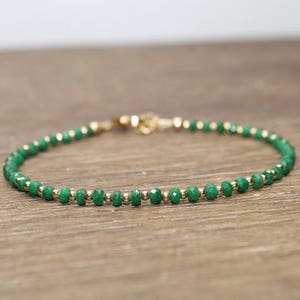 Emerald Bracelet, Emerald Jewelry, May Birthstone, Stacking, Gemstone Jewelry, Gold or Sterling Silver Beads image 2