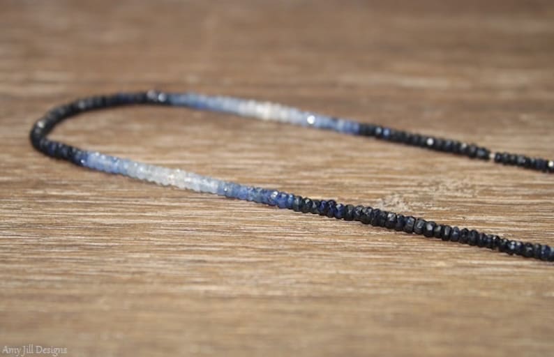 Blue Sapphire Ombre Necklace September Birthstone Sapphire Jewelry Gemstone Necklace Something Blue Shaded