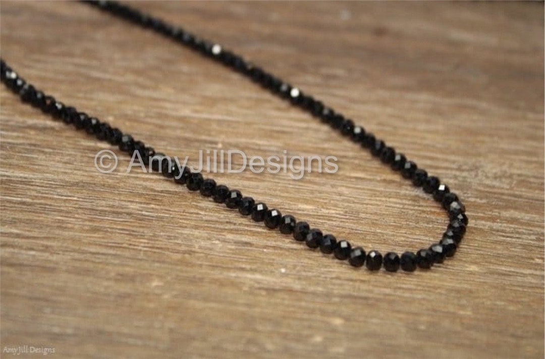 Black Spinel Necklace Black Spinel Jewelry Sterling Silver Layering Beaded Layering Necklace 4mm Womens Mens UNISEX Etsy