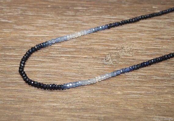 Blue Sapphire Ombre Necklace, Sapphire Jewelry, Shaded, September Birthstone, Something Blue, Gemstone Necklace